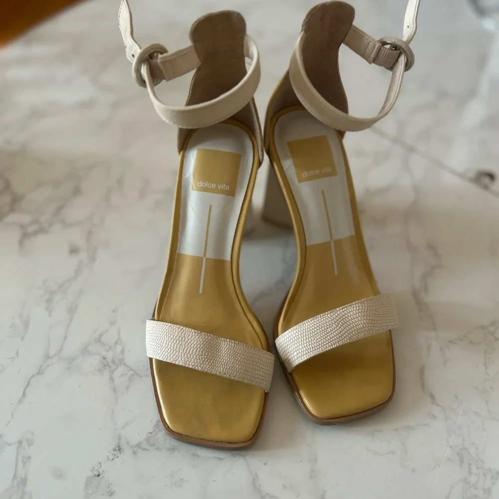 Dolce Vita Cream Ankle Strap Sandals - Picture 1 of 3